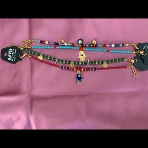 Beaded Bracelets Decorative Hamsa,Evil eye,coins
